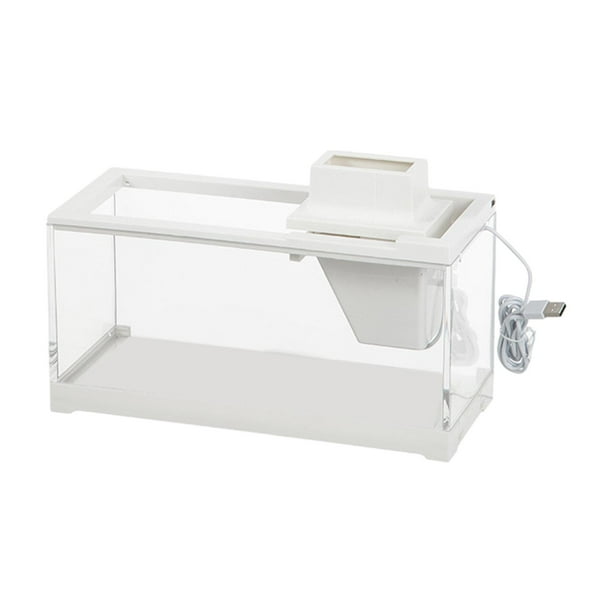 Acuario de pecera con filtro de agua, mini bomba de aire silenciosa, pecera transparente, pecera blanca para reptiles de oficina, peces pequeños con bomba y luz