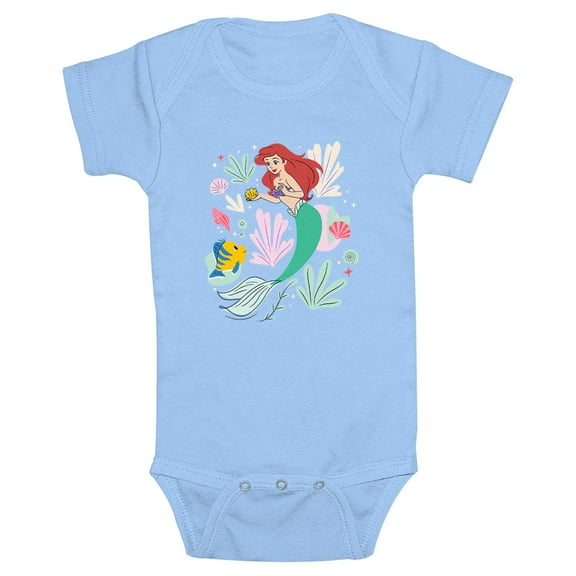 Infant's The Little Mermaid Ariel and Flounder Seashells  Bodysuit