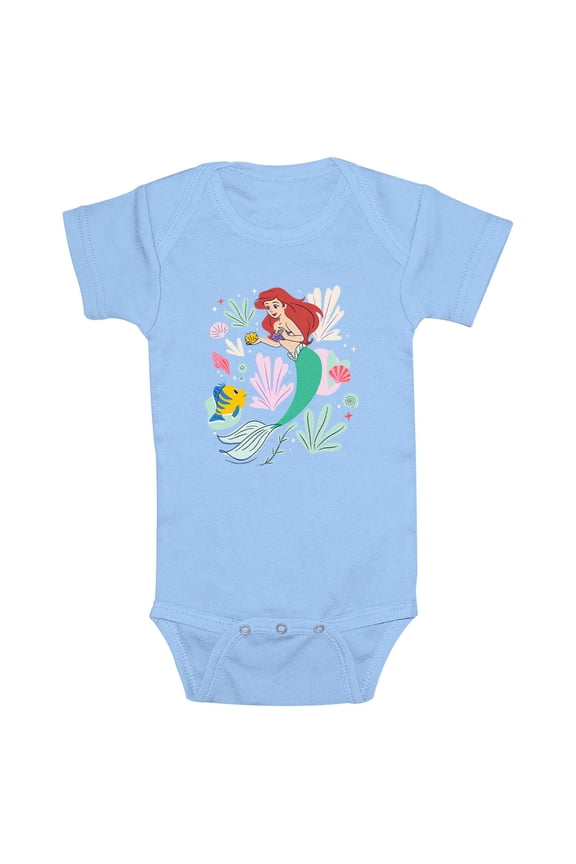 Infant's The Little Mermaid Ariel and Flounder Seashells Bodysuit