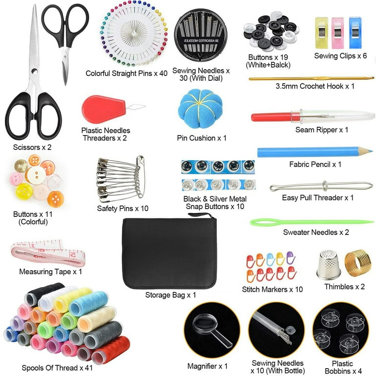 Sewing Kit, TSV 126pcs Set XL Sewing Supplies with Case Includes Scissors,  Thimble, Thread, Needles, Tape Measure