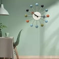 thumbnail image 5 of Wood Ball Wall Clock Non Ticking Silent Multicolor 13 inch Clock Decorative for kitchen and home Living Room Bedroom, 5 of 8