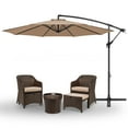 thumbnail image 2 of 10' ft Outdoor Patio Umbrella Offset Cantilever Umbrella Manual Crank With Cross Base Include, Beige, 2 of 7