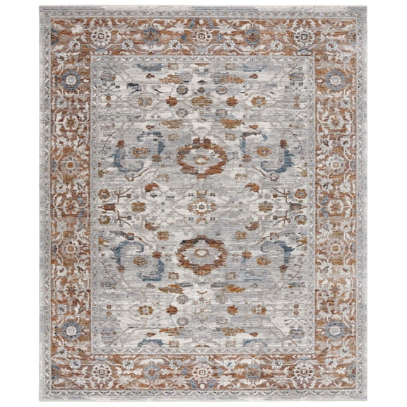SAFAVIEH Heirloom Alice Oriental Polyester Area Rug, Ivory Grey/Rust, 8' x 10'