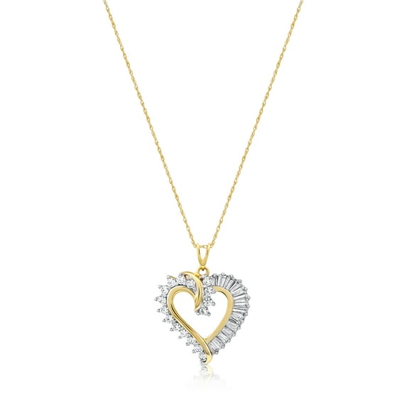 Brilliance Fine Jewelry Heart Pendant with Simulated Diamond in 10K Yellow Gold For Women