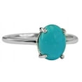 thumbnail image 2 of Carillon Solitaire 925 Sterling Silver Oval 9X7 MM 1.50 Ctw Arizona Turquoise Women Stacking Ring, 2 of 8