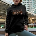 thumbnail image 2 of Thankful, Blessed & Kind of Mess feat a Pumpkin, Thanksgiving Day Art Merch Gift, Black Hooded Sweatshirt or Hoodie, Small, 2 of 5