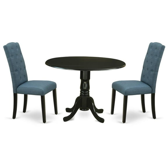 East West Furniture Dining Room Set Black, DLCE3-BLK-21