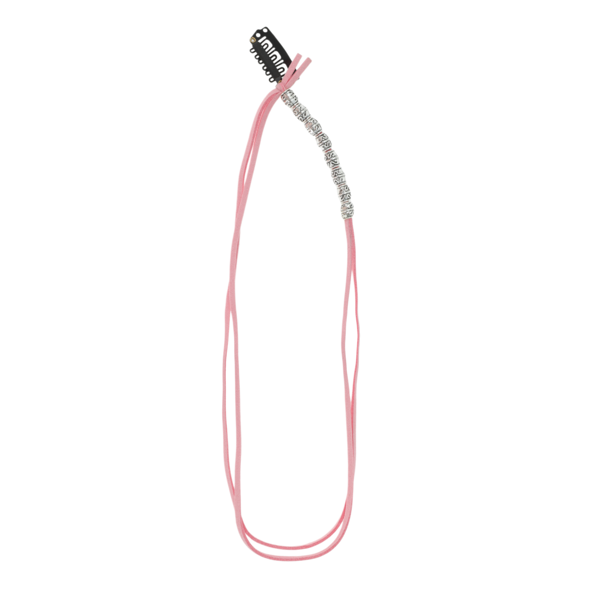 Unique Bargains Elegant Eight Beads Braided Hair Chain 1Pc Pink