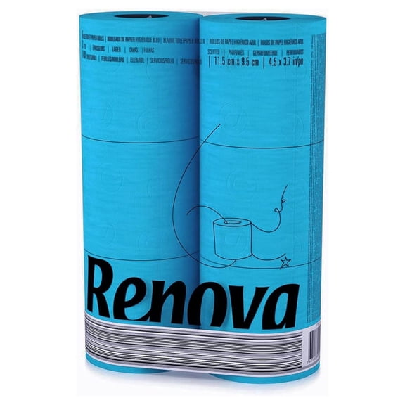 Blue 3-Ply - Pack of 6 Compact Rolls - 140 Sheets - Eco-Label Certified, Dermatologically Tested, Septic Safe, Sustainable & Soft