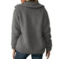 thumbnail image 4 of Zedker Women's Casual Fuzzy Faux Shearling Coat Warm Fleece Jackets Outwear,Plus Size Dark GrayM, 4 of 7