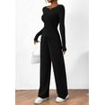 thumbnail image 6 of PRETTYGARDEN Women's 2 Piece Lounge Sets Asymmetrical Long Sleeve T Shirt Wide Leg Pants Casual Outfits Tracksuit, 6 of 8