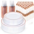 thumbnail image 1 of 350 Piece Dinnerware Set for Wedding & Party,50 Guest RimPlastic Plates,50 Plastic Silverware,50 Cups,50 Linen Like Napkins (Rose Gold), 1 of 6