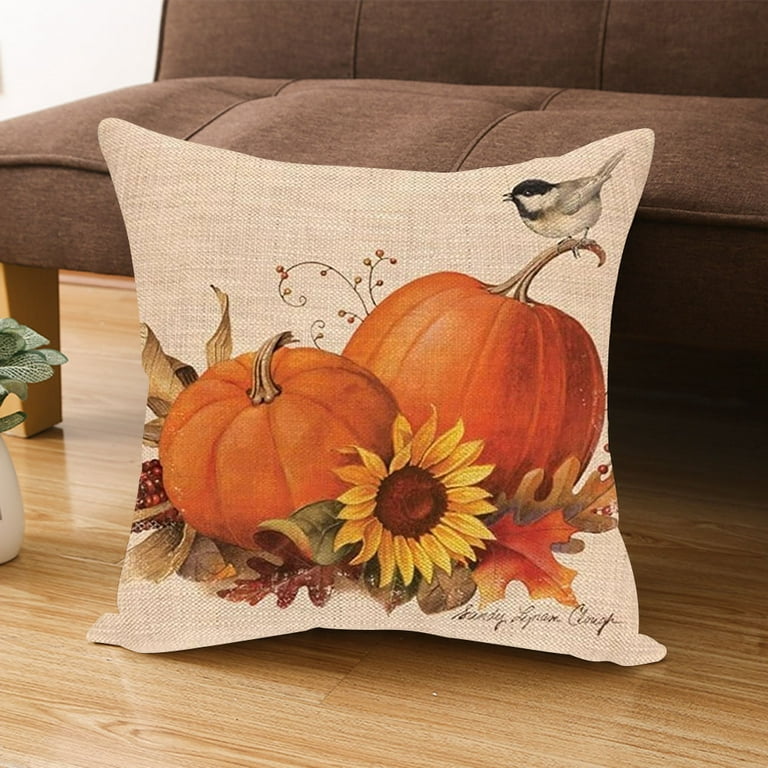 G128 18 x 18 in Fall Pumpkin Oil Painting Style Waterproof Pillow, Set of 4
