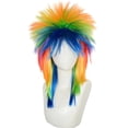 Jiibva 80s Punk Rock Mohawk Costume Wig Multi-Colored Spike Synthetic ...