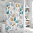 thumbnail image 6 of Botanical Leaves Bathroom Shower Curtains with 12 Hooks Waterproof Shower Curtain for Stalls and Bathtubs Teal Gray Blue Summer Branches Modern Decorative Bathroom Privacy Curtain 48x72 Inches, 6 of 9