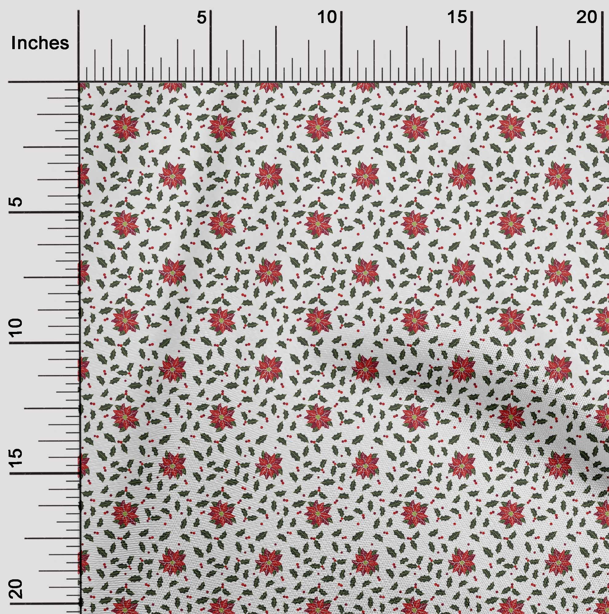 oneOone Cotton Poplin White Fabric Christmas Fabric For Sewing Printed Craft Fabric By The Yard 56 Inch Wide