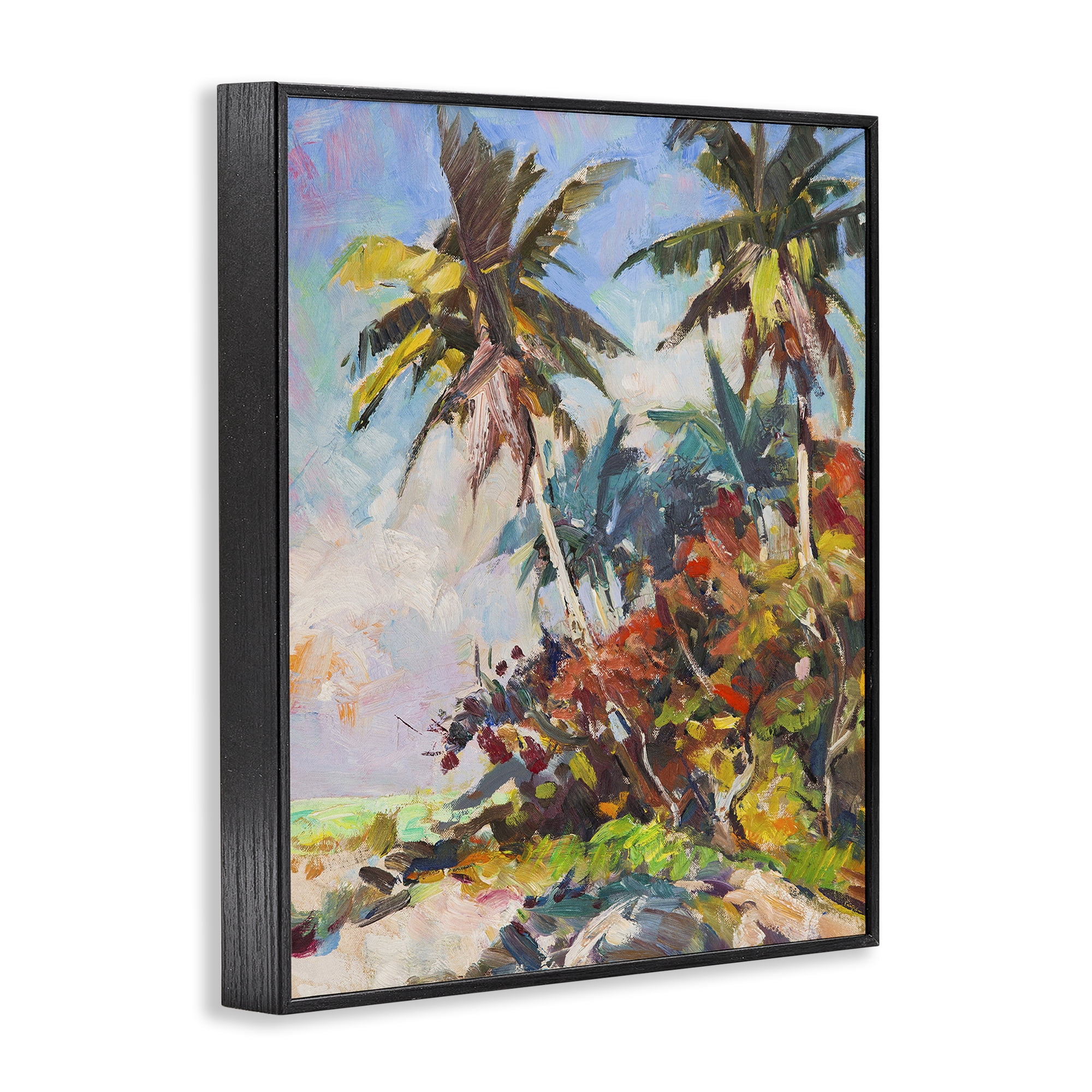 Stupell Industries Vivid Palm Nature Landscape Painting Black Framed Art Print Wall Art, 24 x 30