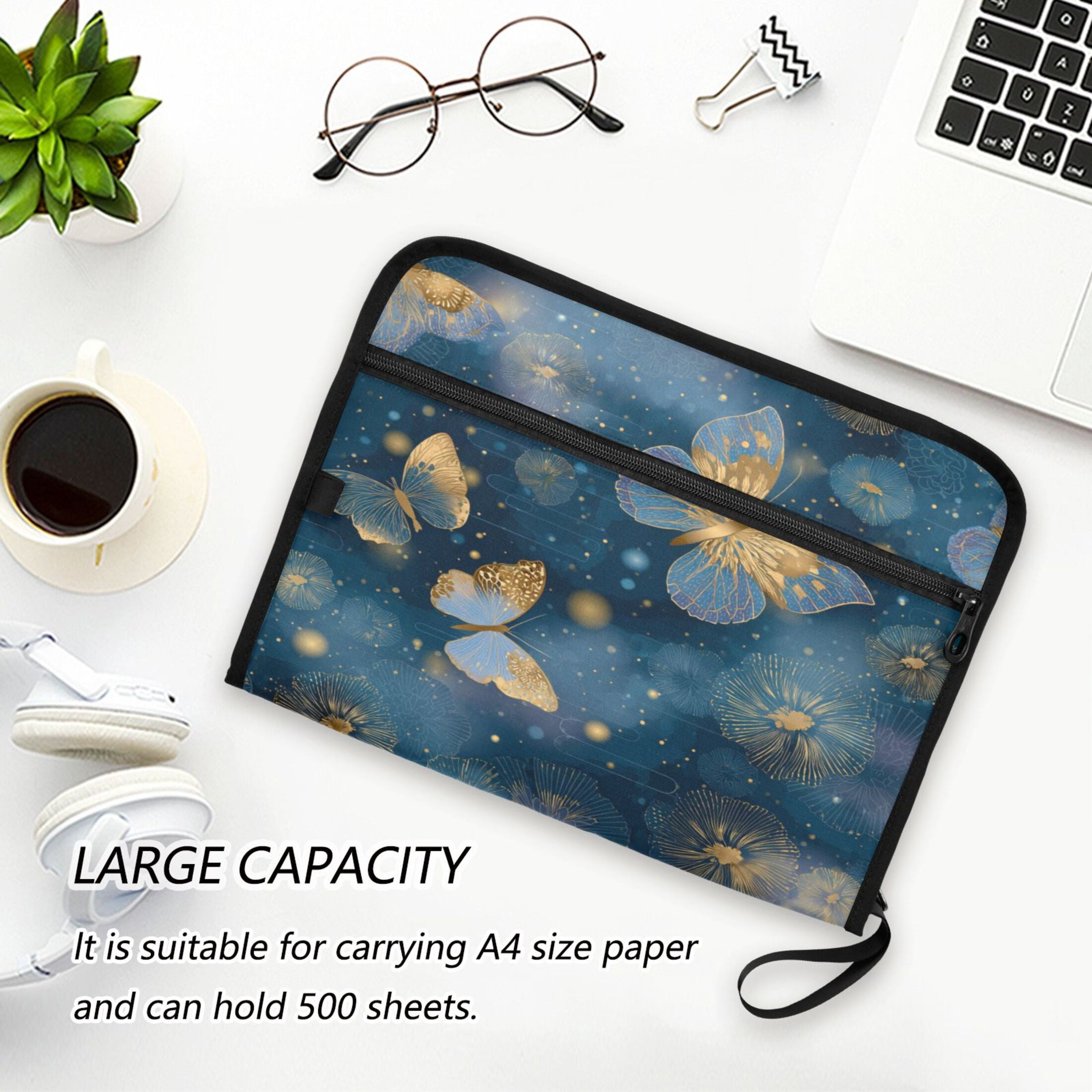 Organ Folder 14.2 x 0.8 x 10.6 Inches 13 Separate Pockets A4 Size Documents Folder A Sort Storage File Manager For The Home Office Traditional Japanese Butterfly