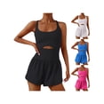thumbnail image 4 of Kmbangi Combinaisons de Sport Sans Manches pour Femmes Couleur Unie Combishort d'Été Dos Croisé Dos Nu, 4 of 4