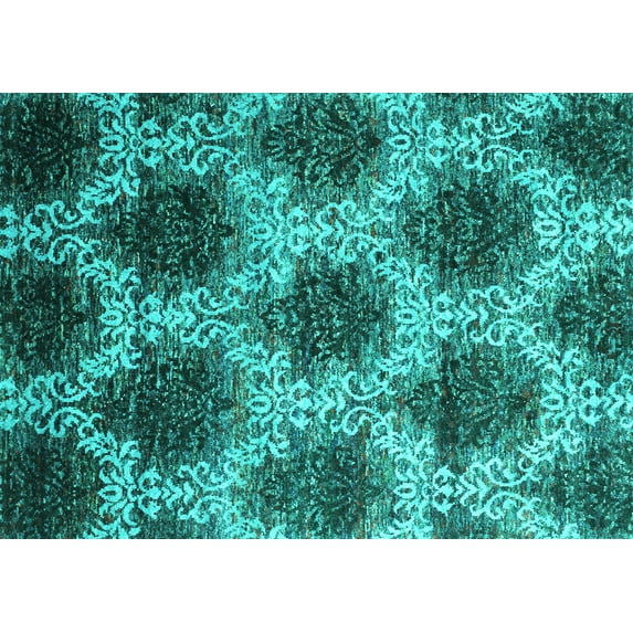 Ahgly Company Machine Washable Indoor Rectangle Abstract Turquoise Blue Contemporary Area Rugs, 2' x 3'