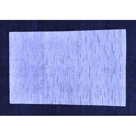 Ahgly Company Machine Washable Indoor Rectangle Oriental Blue Modern Area Rugs, 8' x 12'