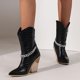 thumbnail image 4 of NECHOLOGY Botas Mujer Adulto Femenino Zapatos Botines de mujer Botas de para mujer, cómodas, retro, , tacón grueso, vaquera occidental, botas de media para niña (Black, 8.5), 4 of 7