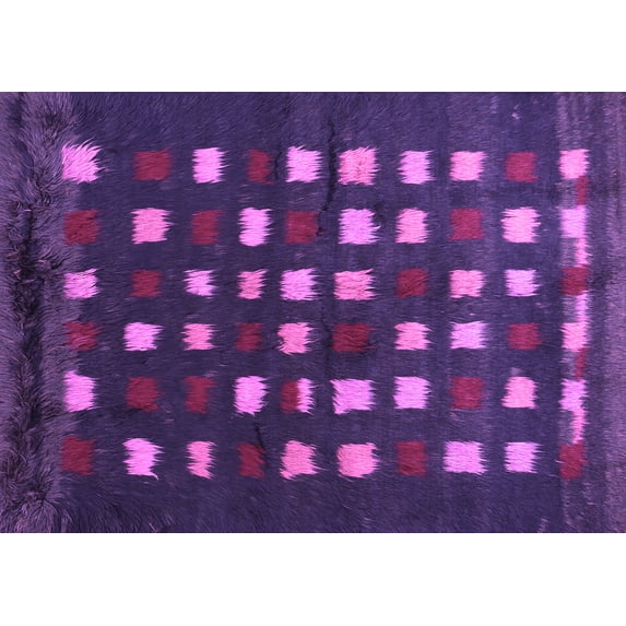 Ahgly Company Indoor Rectangle Abstract Purple Contemporary Area Rugs, 2' x 3'