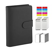 PU Leather Binder Cover With 10 PCS 2 x Color Labels  12 x Budget Sheets A6 Binder Pockets Loose Leaf Bags 6 Ring Binder Cash Budget Envelopes System