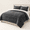 Dark Grey-Queen 86"x86", variant on Navy Blue Queen 86"x86" 3-Layer Luxury Flannel Fleece Sherpa Bed Blanket Set with 2 Pillow Shams