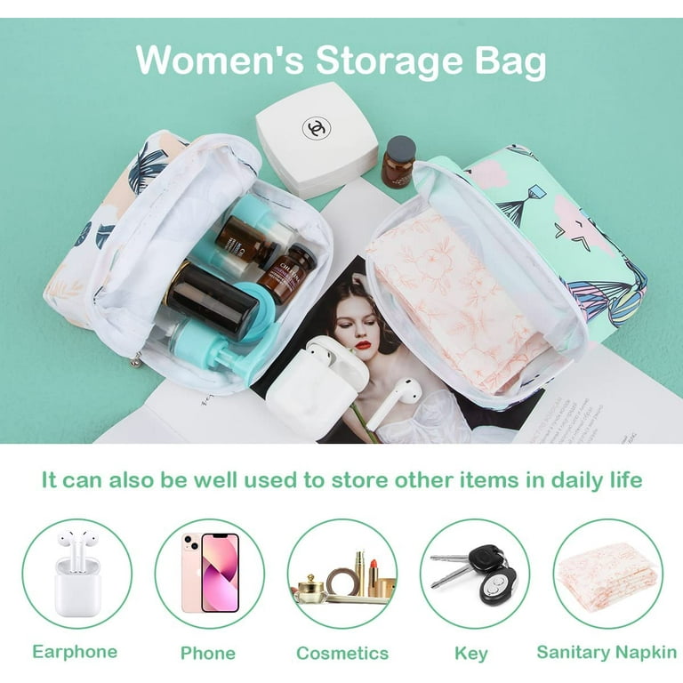 Sanitary Napkin Storage Bag, Menstrual Cup Pouch Nursing Pad Holder Tampon  Bags Feminine Product Pouches Portable Period Kit Bag for Girls Women  Ladies 2 Pack (Nude/ Black) 