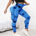 thumbnail image 4 of Tie Dye Hidden Scrunch Leggings for Women Tummy Control Butt Lifting Yoga Pants High Waist Compression Workout Tight,XS,Blue, 4 of 8