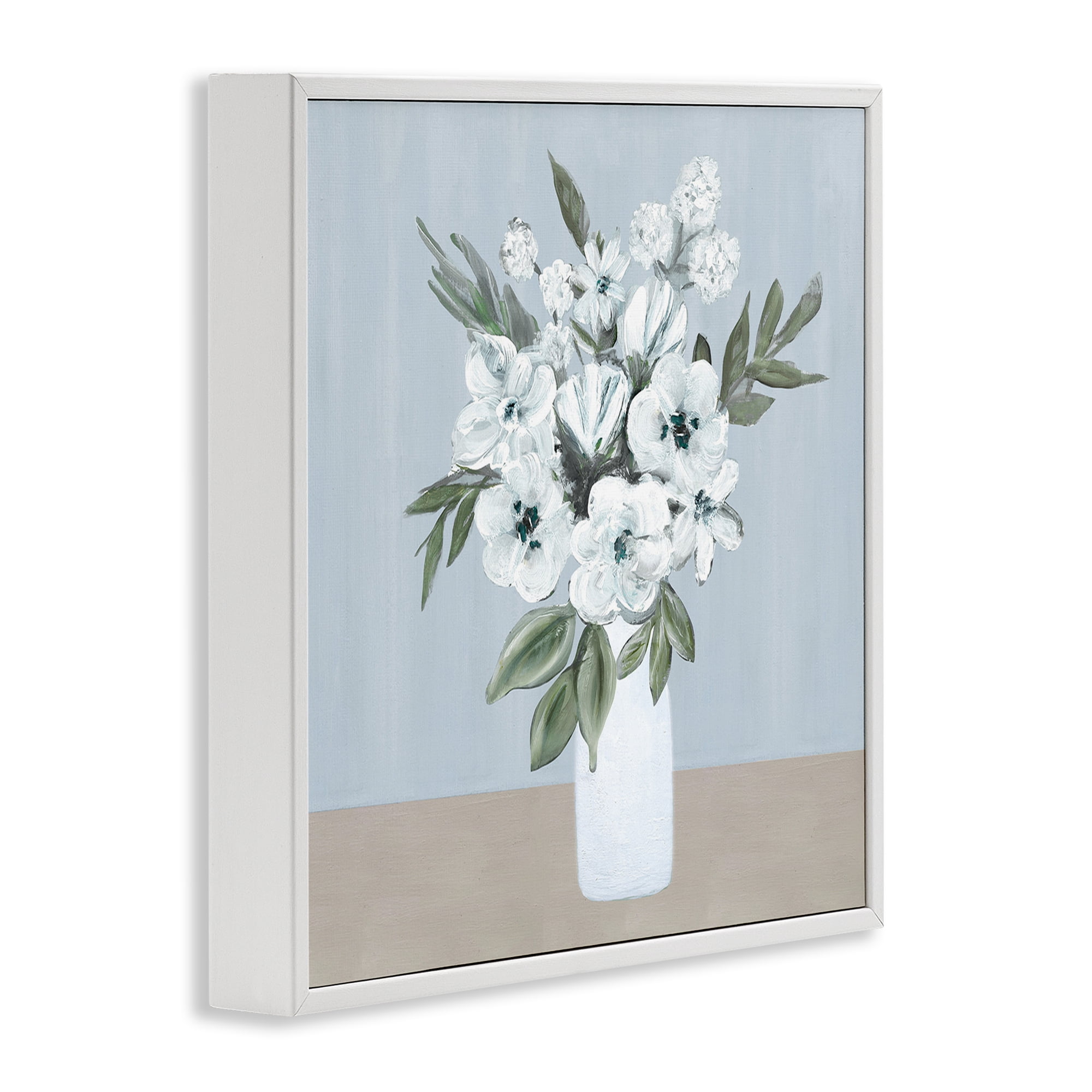 Stupell Industries Cerulean & White Blooms White Framed Giclee Art, design by Marilyn Dunlap