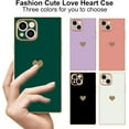 thumbnail image 6 of Compatible with iPhone 13 Case  Cute Plating Gold Luxury Love Heart Phone Case for Women Girls Shockproof Raised Full Camera Lens Protection Bumper Cover for iPhone 13, Green, 6 of 14