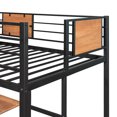 thumbnail image 5 of Twin Size Loft Bed with Built-in Desk and Ladder, Metal Bed Frame with Storage Bookshelf and Full-length Guardrails, Loft Bedframe for Kids Teens Bedroom Dorm, Space Saving, Black, 5 of 7