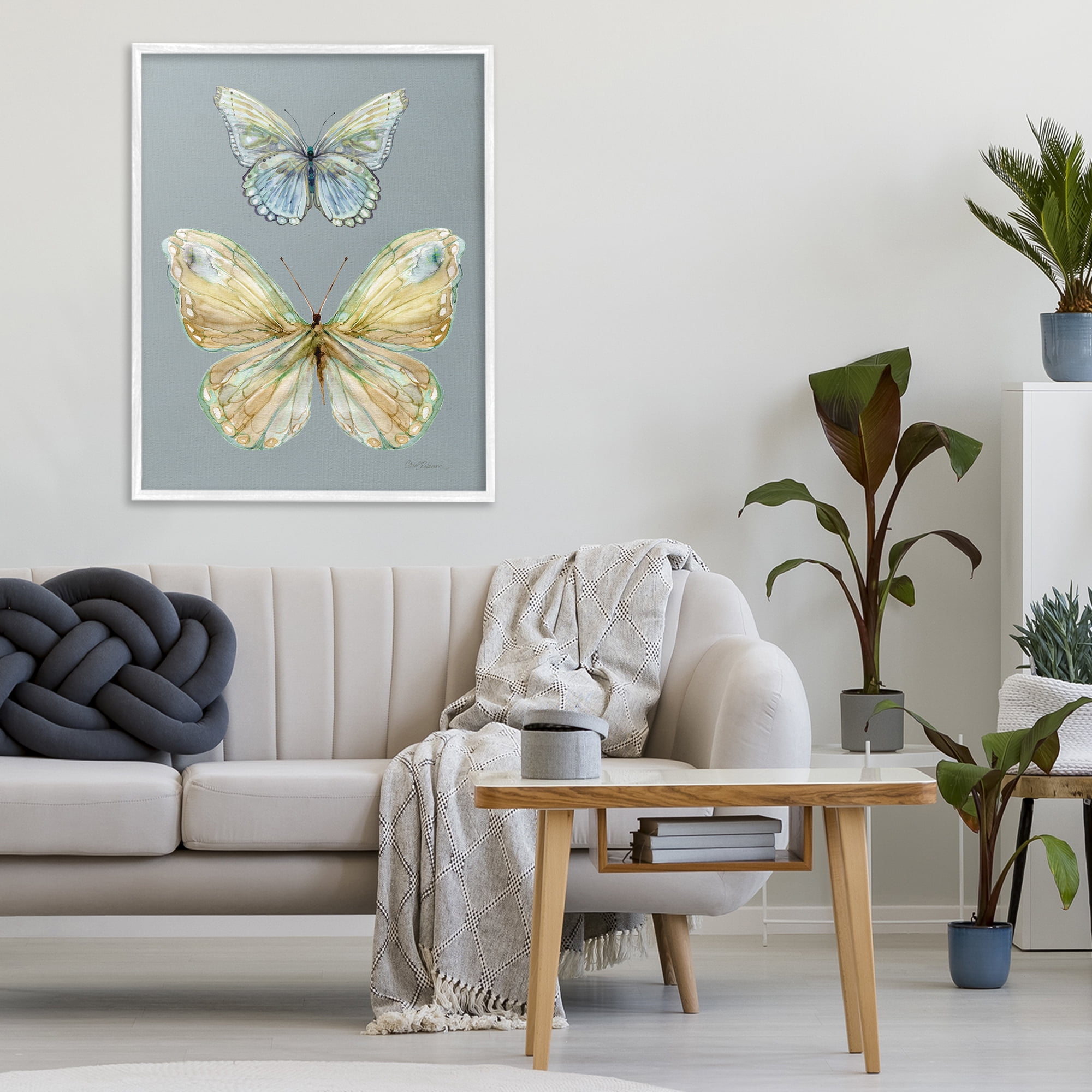 Stupell Industries Delicate Butterflies on Slate White Framed Giclee Art, design by Carol Robinson