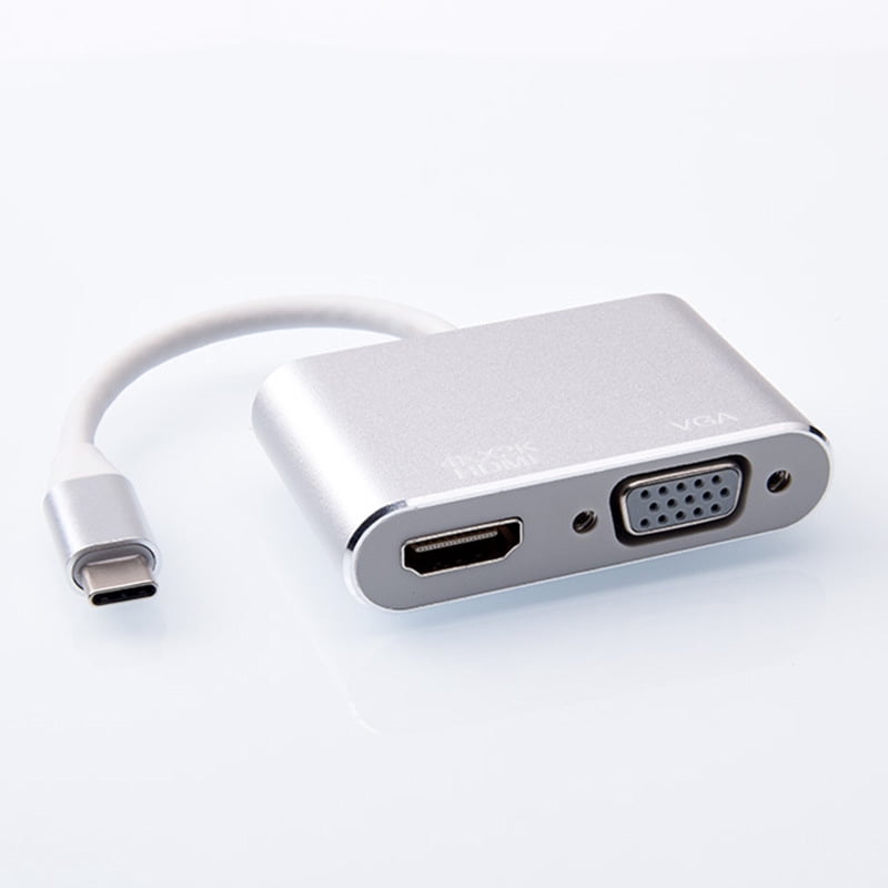 KOMI cross-border type-c To HDMI +VGA laptop extended projection screen display 4K video multi-port adapter, USB3.1type-c video cable, USB3.1 Type-c to HDMI mother +VGA mother frequency adapter