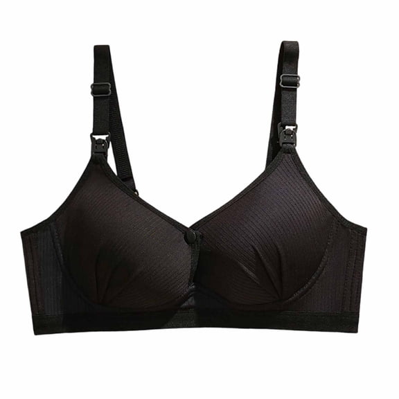BaoFuBaoMei Front Closure Bras for Women Plus Size Ribbed Wireless Bra Shaping Push up Brassiere Lightweight Adjustable Strap Bralette