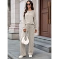 thumbnail image 4 of Pijama de Dos Piezas para Mujer, Moda de Otoño, Traje de Punto Acanalado, Ropa Deportiva Informal de Larga. Colorante de Avena L, 4 of 9