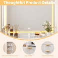 thumbnail image 6 of MELLCOM 48" Fluted Makeup Vanity Desk with Mirror and Lights, Modern Glass Top Dressing Table Set for Bedroom, Big Vanity Table, White, 6 of 9