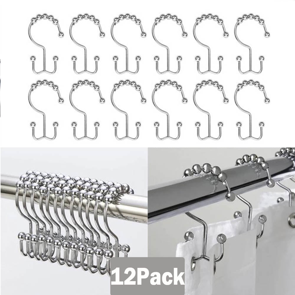 Shower Curtain Hooks Rust Resistant Shower Curtain Rings Metal Double