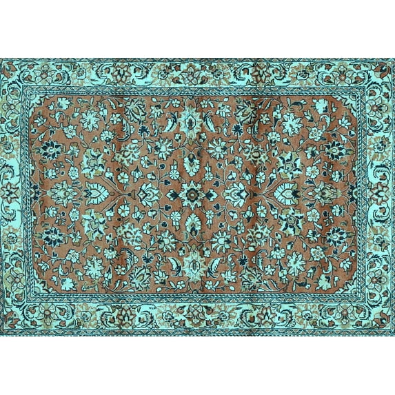 Ahgly Company Indoor Rectangle Persian Light Blue Traditional Area Rugs, 3' x 5'