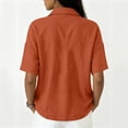 thumbnail image 5 of Domzest Half Sleeve Tops for Women V Neck Summer Tshirt Loose-Fit Basic Tee Zip Up Work Polo Shirts Orange L, 5 of 5