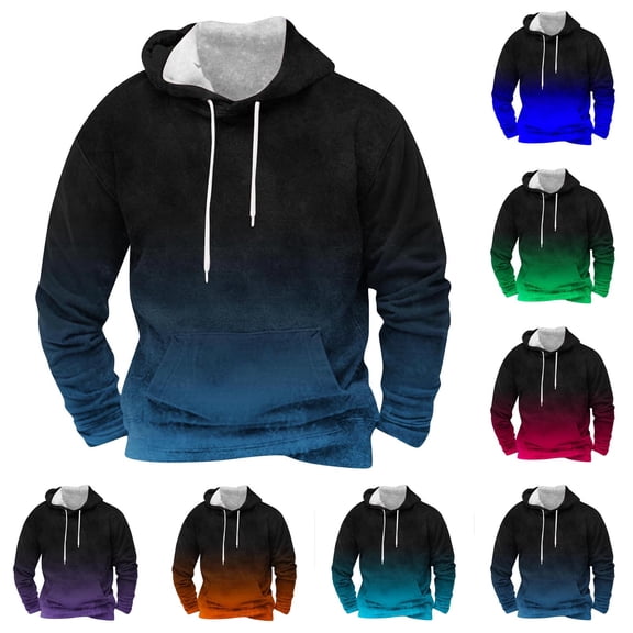 Namayuj Men's Hoodies Trendy Gradient Hooded Sweatshirt Lightweight Sweater Tops Work Long Sleeve Shirts with Pcokets