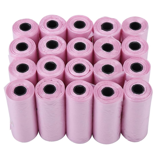 20 rollos de bolsa para caca de perro, bolsas de basura para gatos, bolsas de recolección de residuos para mascotas, color rosa