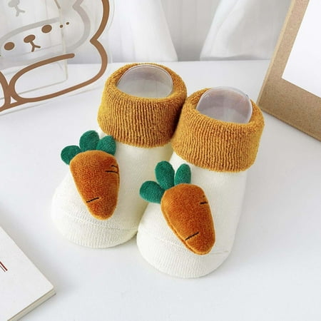 

nsendm Autumn And Winter Comfortable Baby Toddler Shoes Cute Cartoon Fish Carrot Shape Children Baby Walking Shoes Squeaking Yellow 0 Months