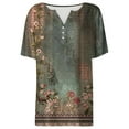 thumbnail image 5 of Summer Tops for Women Neck Buttons Dressy Geometric Print Tshirt Short Sleeve Spring Casual Tees, 5 of 5