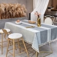 thumbnail image 3 of Table Cloth Rectangular Cotton Linen 140x220 Wipe Clean Tablecloth Grey Table Cover With Tassel For Kitchen Dining Table Decoration - 55x86 Inch, 3 of 5