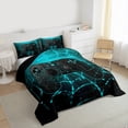thumbnail image 4 of Feelyou 3D Gamepad Player Bedding Comforter Set for Boys, Glitter Blue Spider Web Twin Comforter Sets, Modern Gaming Reversible Bedding Set, Ultra Soft Bedroom Decor, 2pcs, 4 of 9