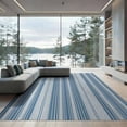 thumbnail image 2 of ODIKA 6'x9' Washable Area Rug Striped Pinstripe Nautical Front Layered Doormat Welcome Door Refined Structured for Queen Size Bedroom, Under Bed, Master Suite, Easy Care, Non-Shedding, 2 of 7