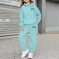 thumbnail image 3 of Boy's Girl's Trendy Dance Sweatsuits 2 Piece Kids Sports Hoodie Sweatshirts and Jogger Trackpants Running Exercise Set,Light Blue 6-7 Years, 3 of 4